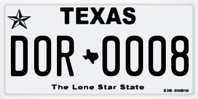 TX license plate DOR0008