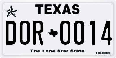 TX license plate DOR0014
