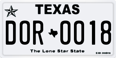 TX license plate DOR0018