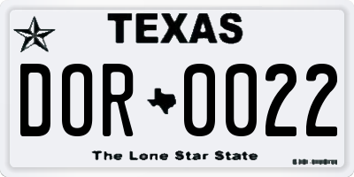 TX license plate DOR0022
