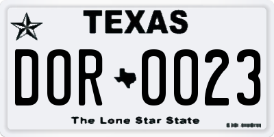TX license plate DOR0023