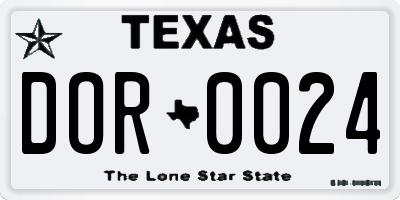 TX license plate DOR0024