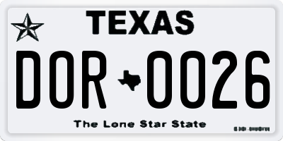 TX license plate DOR0026