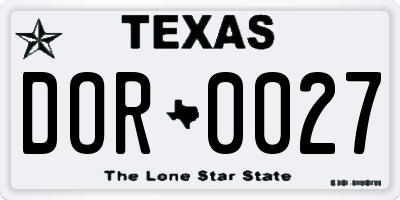 TX license plate DOR0027