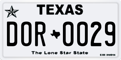TX license plate DOR0029