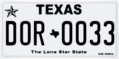 TX license plate DOR0033