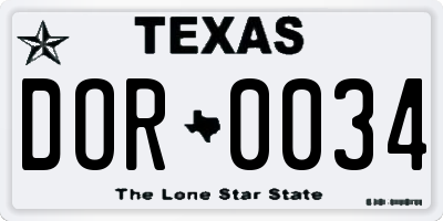TX license plate DOR0034
