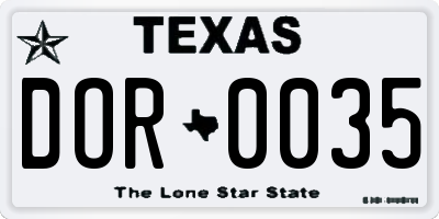 TX license plate DOR0035