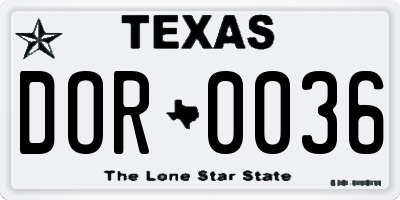 TX license plate DOR0036