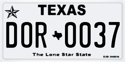 TX license plate DOR0037