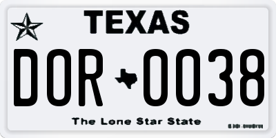 TX license plate DOR0038