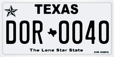 TX license plate DOR0040