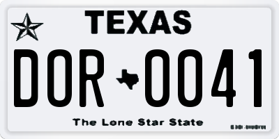 TX license plate DOR0041