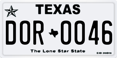 TX license plate DOR0046