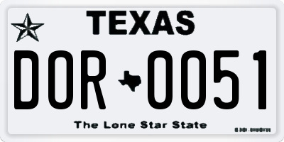 TX license plate DOR0051