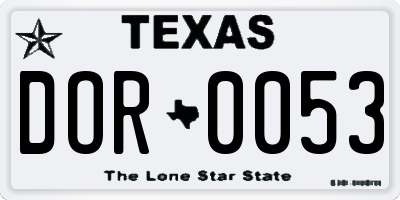 TX license plate DOR0053