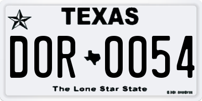 TX license plate DOR0054