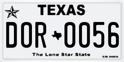 TX license plate DOR0056