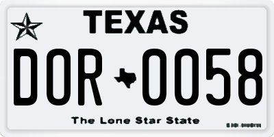 TX license plate DOR0058