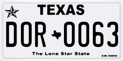 TX license plate DOR0063