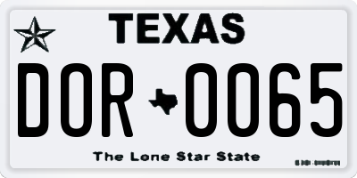 TX license plate DOR0065