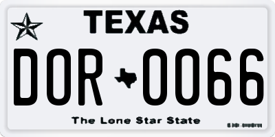 TX license plate DOR0066