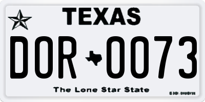 TX license plate DOR0073