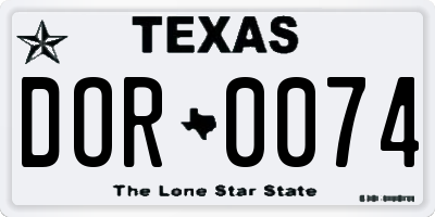 TX license plate DOR0074