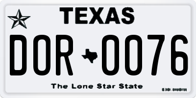 TX license plate DOR0076