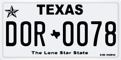 TX license plate DOR0078