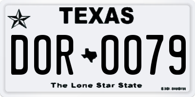 TX license plate DOR0079