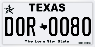 TX license plate DOR0080