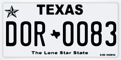 TX license plate DOR0083
