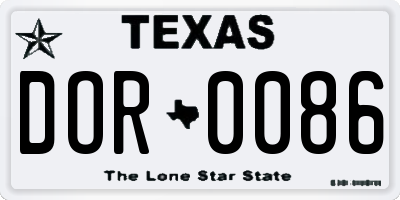 TX license plate DOR0086