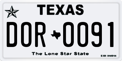 TX license plate DOR0091