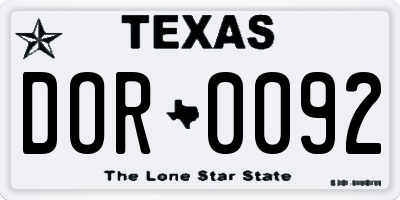 TX license plate DOR0092
