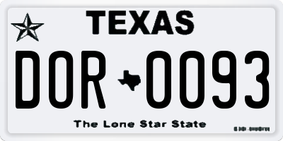 TX license plate DOR0093