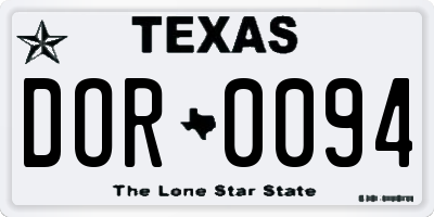 TX license plate DOR0094