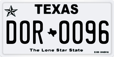 TX license plate DOR0096