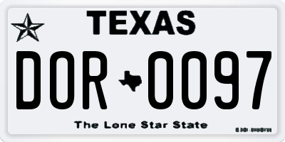 TX license plate DOR0097