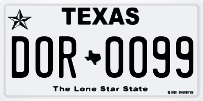 TX license plate DOR0099