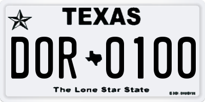 TX license plate DOR0100