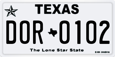 TX license plate DOR0102