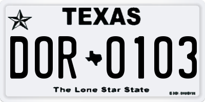 TX license plate DOR0103