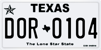 TX license plate DOR0104