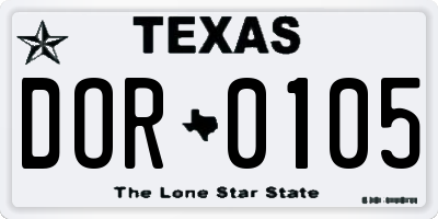 TX license plate DOR0105