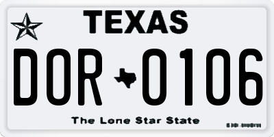 TX license plate DOR0106