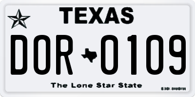 TX license plate DOR0109