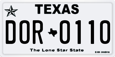 TX license plate DOR0110