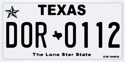 TX license plate DOR0112